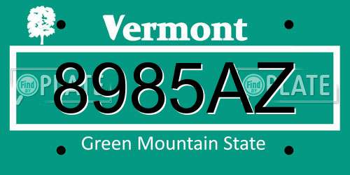 8985AZ Vermont License Plate
