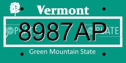 8987AP Vermont License Plate