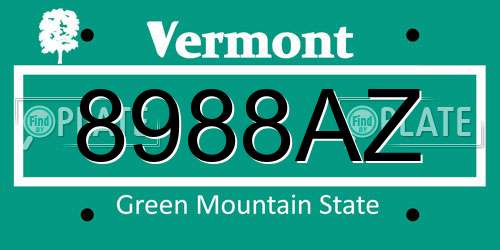 8988AZ Vermont License Plate