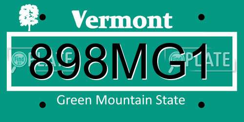 898MG1 Vermont License Plate
