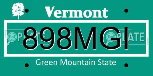 898MGI Vermont License Plate
