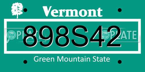 898S42 Vermont License Plate