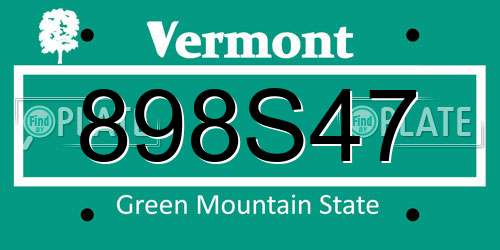 898S47 Vermont License Plate