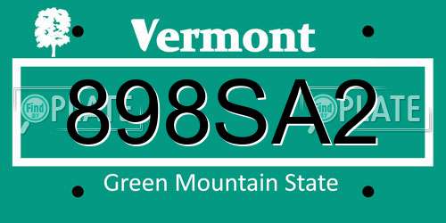 898SA2 Vermont License Plate