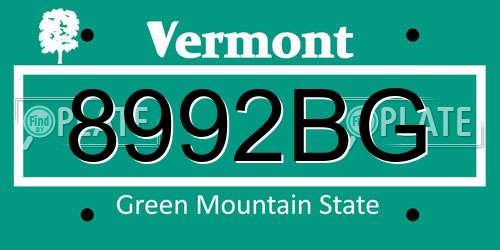 8992BG Vermont License Plate