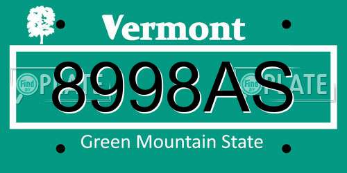 8998AS Vermont License Plate