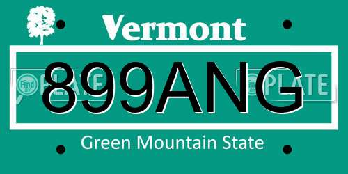 899ANG Vermont License Plate