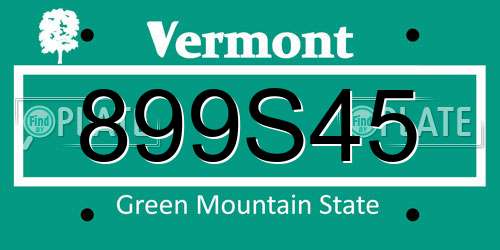 899S45 Vermont License Plate