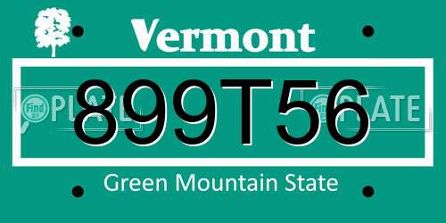 899T56 Vermont License Plate