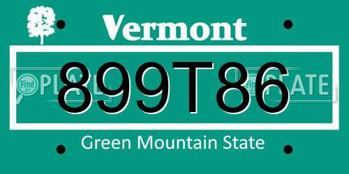 899T86 Vermont License Plate
