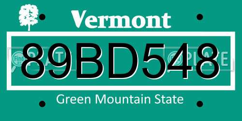 89BD548 Vermont License Plate