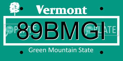 89BMGI Vermont License Plate