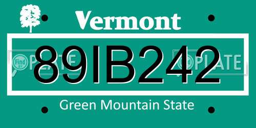 89IB242 Vermont License Plate
