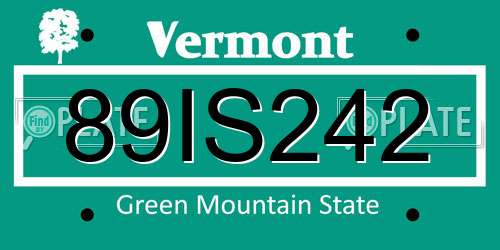 89IS242 Vermont License Plate