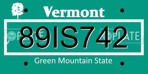 89IS742 Vermont License Plate