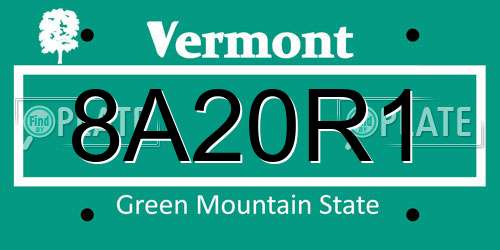 8A20R1 Vermont License Plate