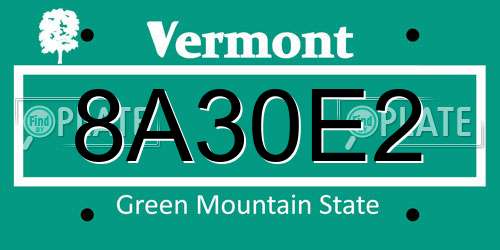 8A30E2 Vermont License Plate