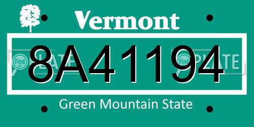 8A41194 Vermont License Plate