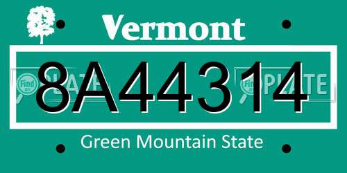 8A44314 Vermont License Plate