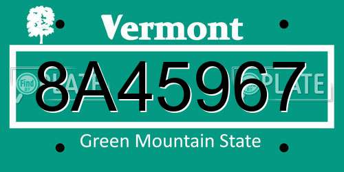 8A45967 Vermont License Plate