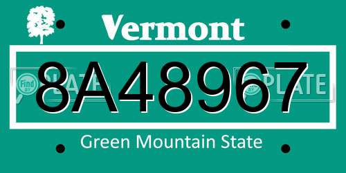 8A48967 Vermont License Plate