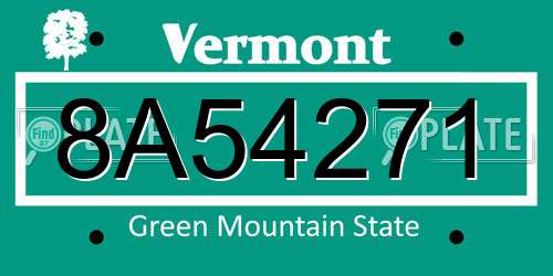 8A54271 Vermont License Plate
