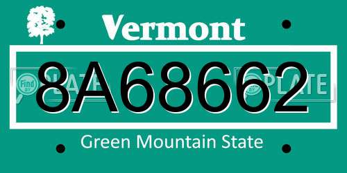 8A68662 Vermont License Plate