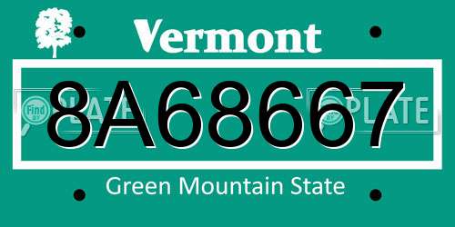 8A68667 Vermont License Plate