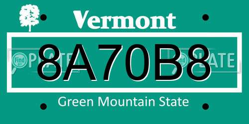 8A70B8 Vermont License Plate