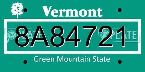 8A84721 Vermont License Plate