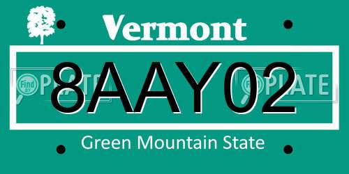 8AAY02 Vermont License Plate