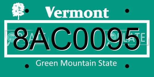 8AC0095 Vermont License Plate