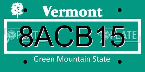 8ACB15 Vermont License Plate
