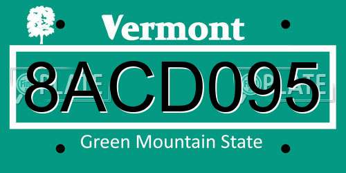 8ACD095 Vermont License Plate