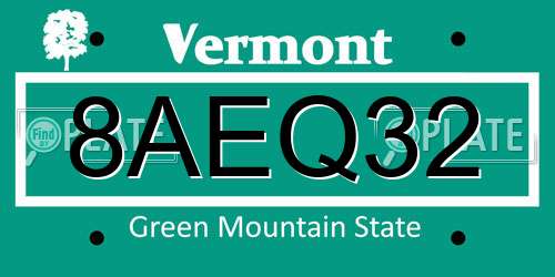 8AEQ32 Vermont License Plate