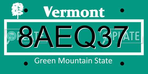 8AEQ37 Vermont License Plate