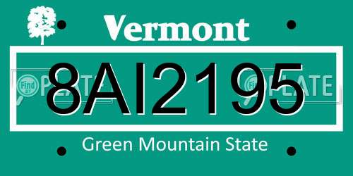 8AI2195 Vermont License Plate