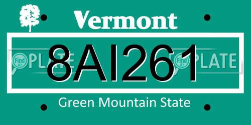 8AI261 Vermont License Plate