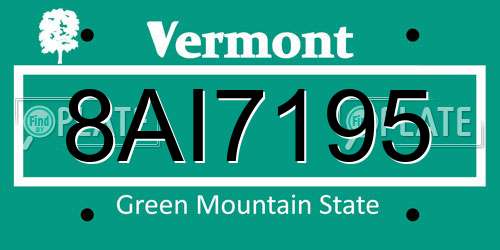8AI7195 Vermont License Plate