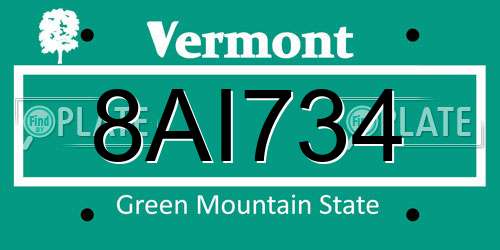 8AI734 Vermont License Plate