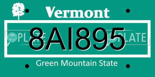 8AI895 Vermont License Plate