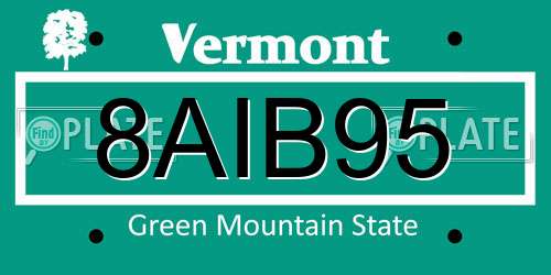 8AIB95 Vermont License Plate