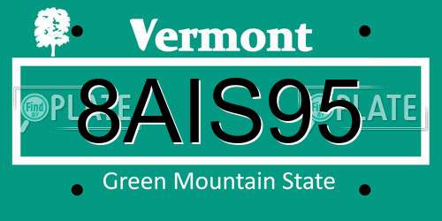 8AIS95 Vermont License Plate