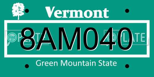8AM040 Vermont License Plate