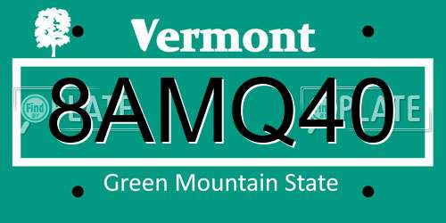 8AMQ40 Vermont License Plate