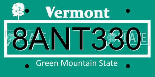 8ANT330 Vermont License Plate