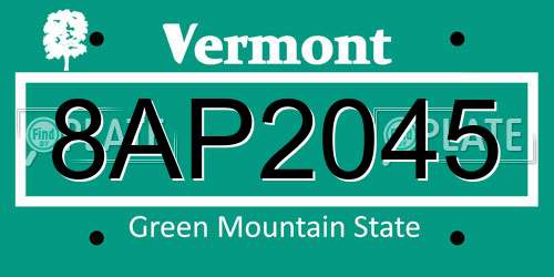 8AP2045 Vermont License Plate