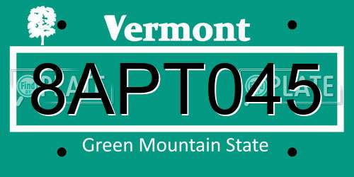 8APT045 Vermont License Plate