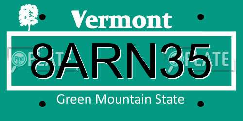 8ARN35 Vermont License Plate