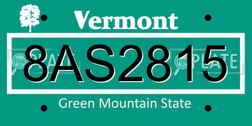 8AS2815 Vermont License Plate